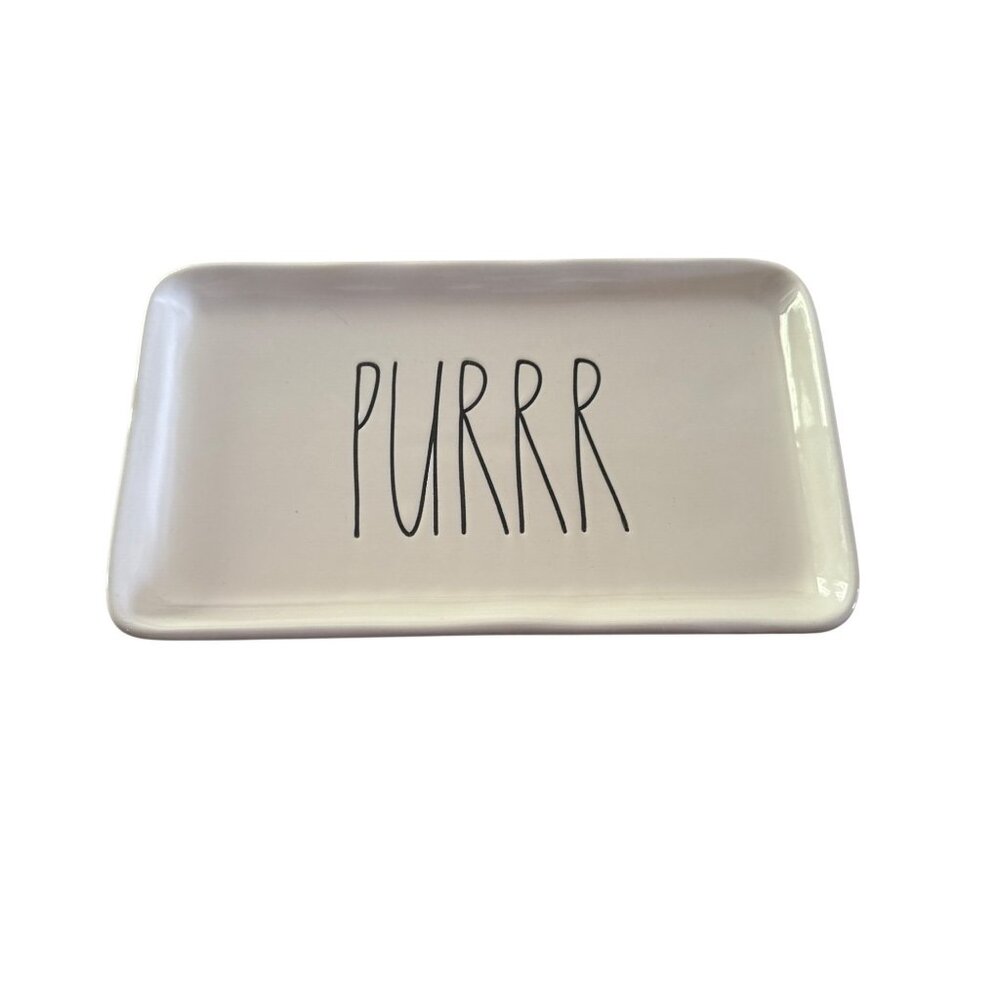 Rae Dunn PURRR Tray Artisan Collection Cat Pet Plate Dish